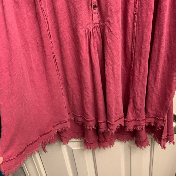 Free People Pink Aster Henley Top - Picture 6 of 8